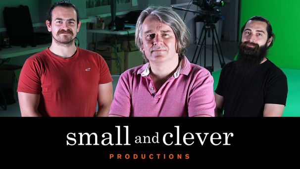 Small and Clever productions - Logo and team shot composite